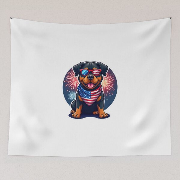 Item preview, Patriotic Rottweiler with USA Bandana designed and sold by CreatvShop.