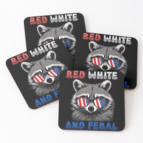Item preview, Red White And Feral Funny Racoon Feral 4th Of July designed and sold by FurrFunPrints.