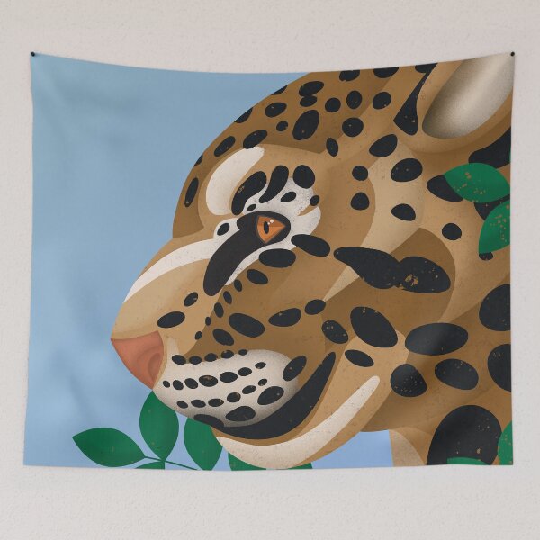 Aperçu de l'œuvre Décoration murale Jaguar avec feuilles créée et vendue par Gamer's Delight.