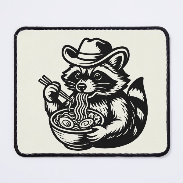 Item preview, Raccoon Eating Ramen Japanese Noodles Cowboy Hat Vintage T-Shirt designed and sold by SunfullyYours.