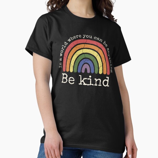 Artikel-Vorschau von Be Kind – Retro Rainbow (für dunkle Hintergründe), designt und verkauft von QuirkyTeesStore.