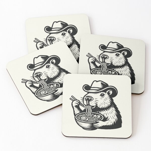 Item preview, Capybara Eating Ramen Japanese Noodles Cowboy Hat Vintage T-Shirt designed and sold by SunfullyYours.