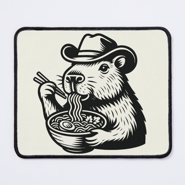 Item preview, Capybara Eating Ramen Japanese Noodles Cowboy Hat Vintage T-Shirt designed and sold by SunfullyYours.