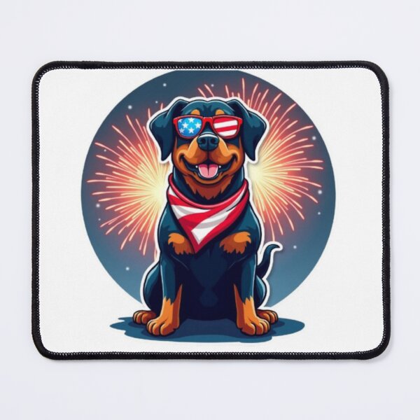 Item preview, USA Dog with Flag Scarf & Fireworks designed and sold by CreatvShop.
