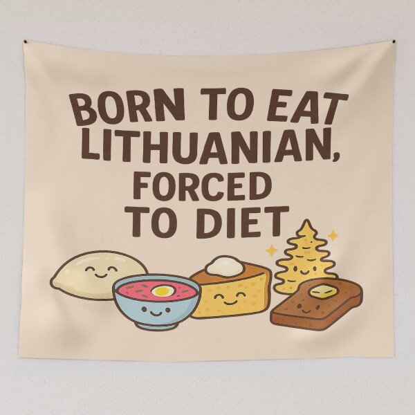 Item preview, Lithuanian Food Lovers Unite: Born to Eat, Forced to Diet! designed and sold by Globalcitytees.