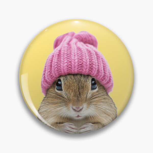 Item preview, Cozy Gerbil Wearing Pink Winter Hat Trendy Animal Fashion Artwork designed and sold by LazyOwlStore.