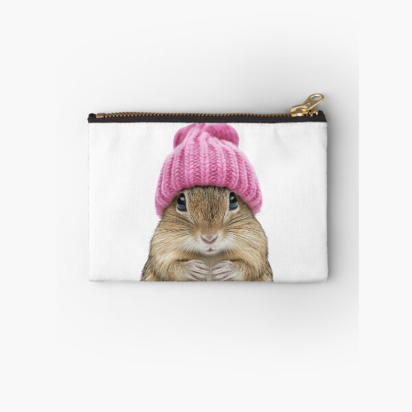 Item preview, Cozy Gerbil Wearing Pink Winter Hat Trendy Animal Fashion Artwork designed and sold by LazyOwlStore.