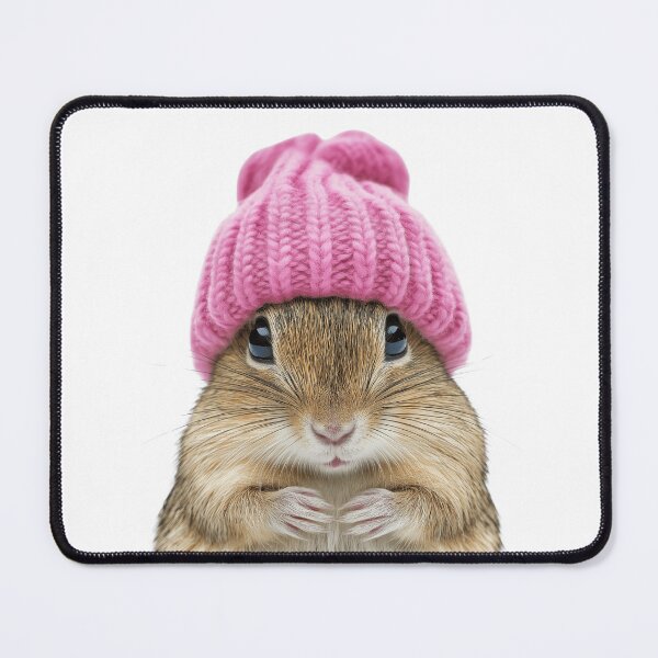 Item preview, Cozy Gerbil Wearing Pink Winter Hat Trendy Animal Fashion Artwork designed and sold by LazyOwlStore.