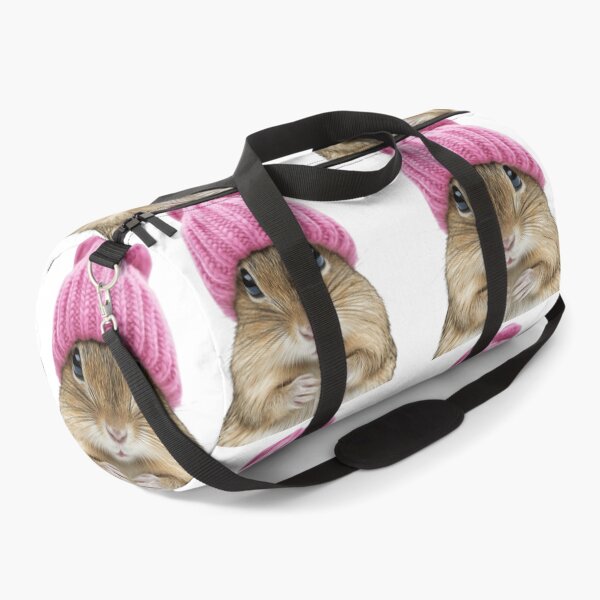 Item preview, Cozy Gerbil Wearing Pink Winter Hat Trendy Animal Fashion Artwork designed and sold by LazyOwlStore.