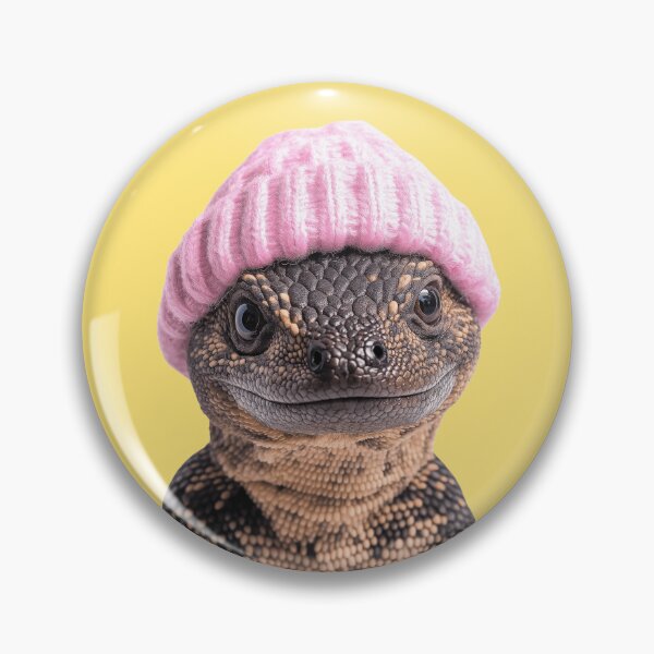 Item preview, Cozy Gila Monster Wearing Pink Winter Hat Trendy Animal Fashion Artwork designed and sold by LazyOwlStore.