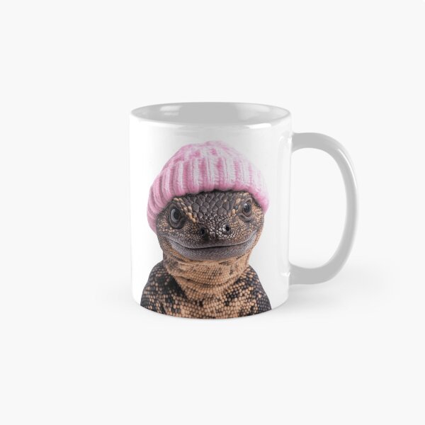 Item preview, Cozy Gila Monster Wearing Pink Winter Hat Trendy Animal Fashion Artwork designed and sold by LazyOwlStore.