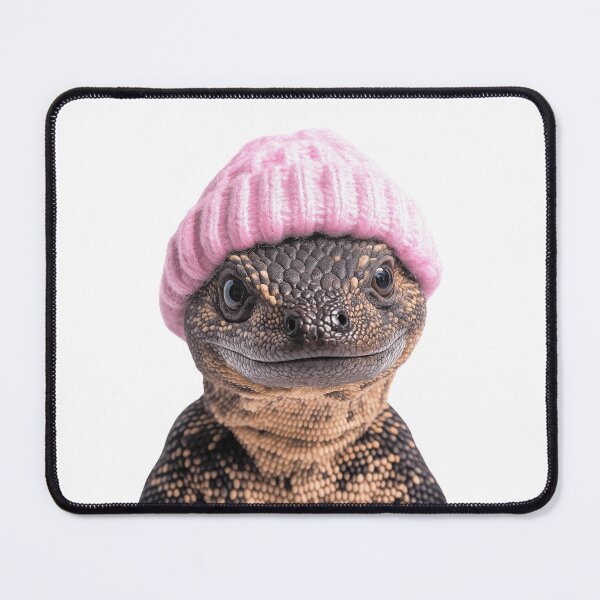 Item preview, Cozy Gila Monster Wearing Pink Winter Hat Trendy Animal Fashion Artwork designed and sold by LazyOwlStore.