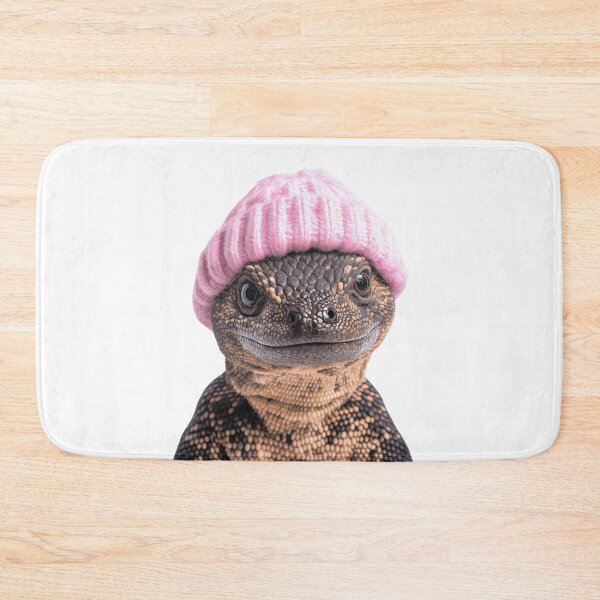 Item preview, Cozy Gila Monster Wearing Pink Winter Hat Trendy Animal Fashion Artwork designed and sold by LazyOwlStore.