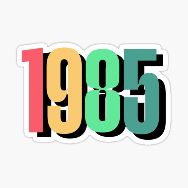 1985 – Soft Retro Farbverlauf auf Anthrazit Sticker