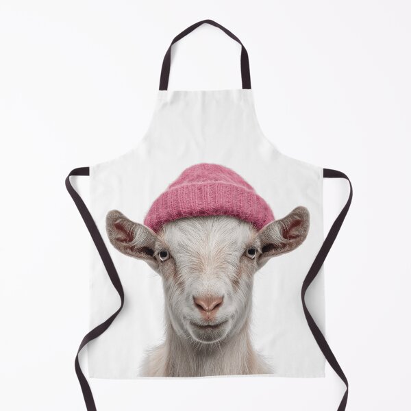 Item preview, Cozy Goat Wearing Pink Winter Hat Trendy Animal Fashion Artwork designed and sold by LazyOwlStore.
