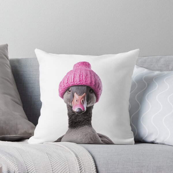 Item preview, Cozy Goose Wearing Pink Winter Hat Trendy Animal Fashion Artwork designed and sold by LazyOwlStore.