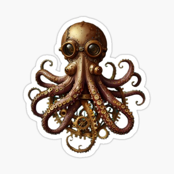 Item preview, Steampunk Oktopus | Mechanisches Vintage-Tierdesign designed and sold by Dreamavio.