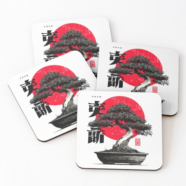 Artikelvorschau, Japanischer Bonsai-Baum-Holzschnitt mit aufgehender Sonne entworfen und verkauft von RockFireMerch.