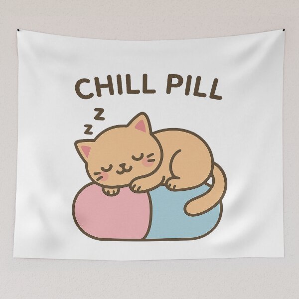 Item preview, Chill Pill — Kawaii Sleeping Cat designed and sold by k3rstman1.