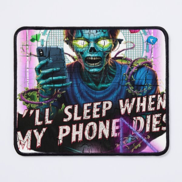 Item preview, I’LL SLEEP WHEN MY PHONE DIES – Dark Humor Zombie Scroll Design, Sleep deprivation meme shirt, Doomscroll merch designed and sold by Tzemo101.