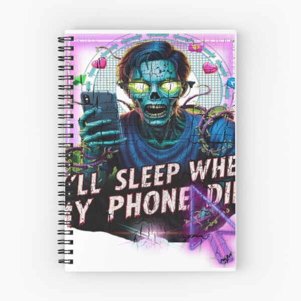 Item preview, I’LL SLEEP WHEN MY PHONE DIES – Dark Humor Zombie Scroll Design, Sleep deprivation meme shirt, Doomscroll merch designed and sold by Tzemo101.