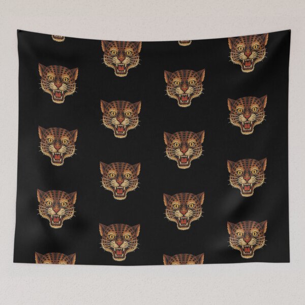 Item preview, Vintage Wild Cat Head Tattoo – Retro Panther, Tiger & Feline Flash Ink Art Design designed and sold by weirdfishes123.
