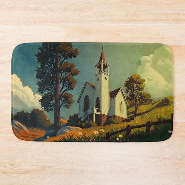 Item preview, Frontier Church at Sunrise – Vintage Western Travel Poster designed and sold by thaneydesign.