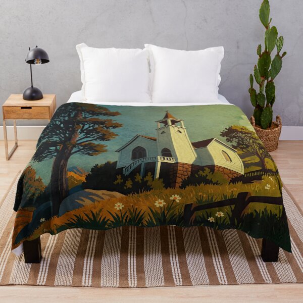 Item preview, Frontier Church at Sunrise – Vintage Western Travel Poster designed and sold by thaneydesign.