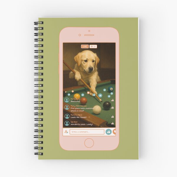 Item preview, "Billiard Dog Live Stream – Cute Golden Retriever Playing Pool" designed and sold by Nadia-joy.