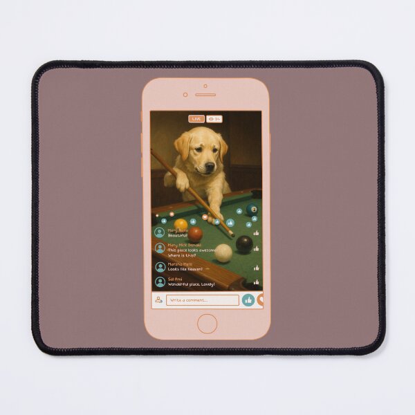 Item preview, "Billiard Dog Live Stream – Cute Golden Retriever Playing Pool" designed and sold by Nadia-joy.