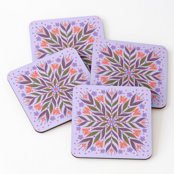 Item preview, Delicate flowers and Graceful butterflies - Mandala Design - Purple designed and sold by Kaushlydraw.
