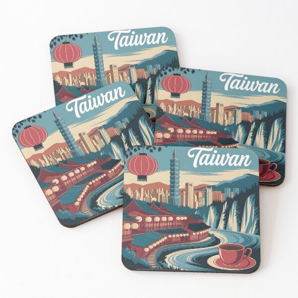 Item preview, Taiwan: Vintage Cultural Poster – Taipei 101, Jiufen Lanterns & Taroko Gorge designed and sold by LSVart.