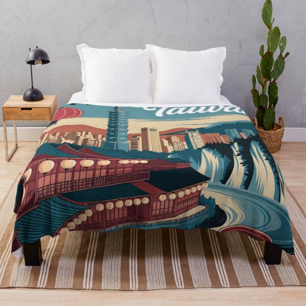 Item preview, Taiwan: Vintage Cultural Poster – Taipei 101, Jiufen Lanterns & Taroko Gorge designed and sold by LSVart.