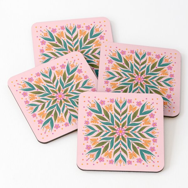 Item preview, Delicate flowers and Graceful butterflies - Mandala Design - pink designed and sold by Kaushlydraw.