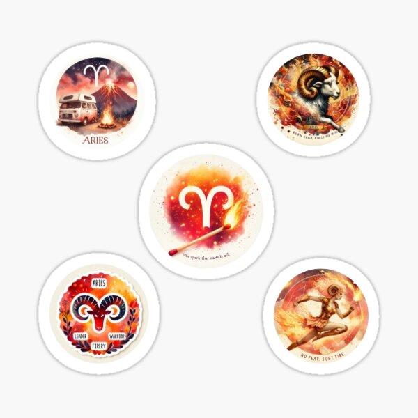 Item preview, Aries Astrology Sign Sticker Pack/Set designed and sold by EpiphanyArt28.