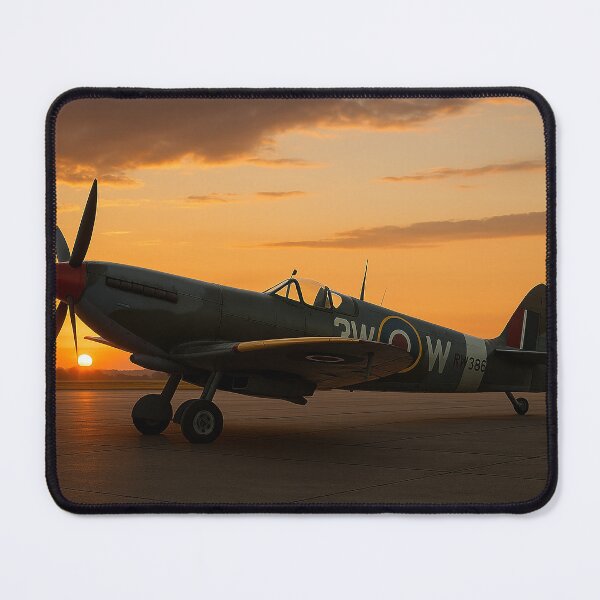 Item preview, Spitfire Mk 22 at Dusk RAF Fighter on Tarmac designed and sold by Skyframe Aviation.