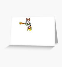 Funny dog with jetpack and flamethrower tshirt for Doglovers Greeting Card