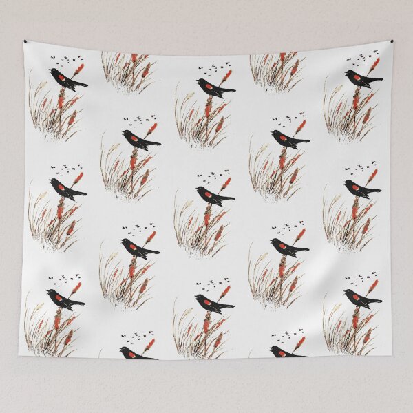 Item preview, Watercolor Red Wing Blackbird Bird Nature Art designed and sold by countrymouse.