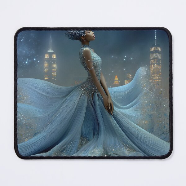 Item preview, Elegant Evening Gown Against City Skyline Lights designed and sold by Artessie.