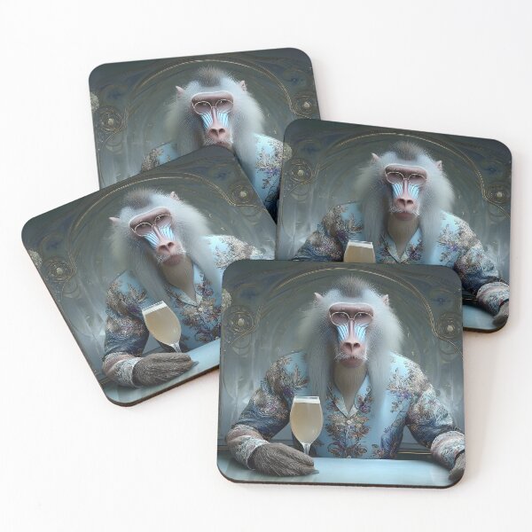 Item preview, Chic Baboon in a Lavish Setting with a Beverage designed and sold by Artessie.