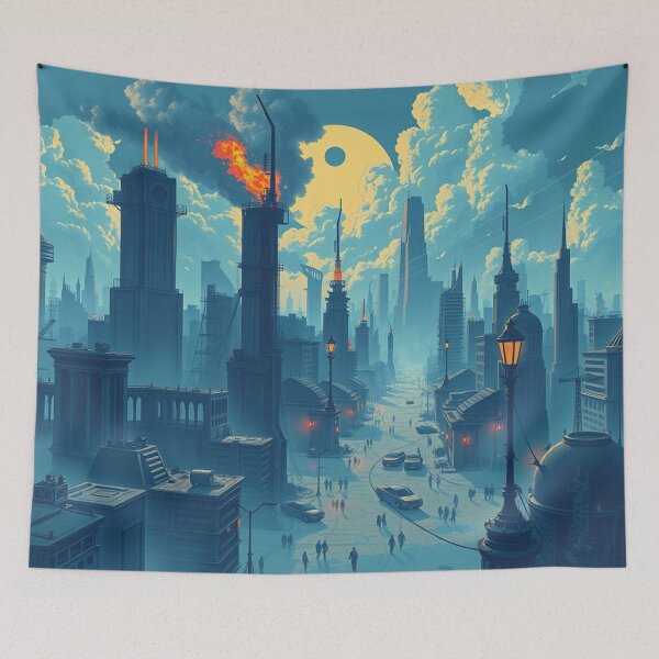 Item preview, Retro Futurist City, Digital Painting designed and sold by Burn-Ego.