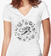 Geo-rex Vortex | Black Women's Fitted V-Neck T-Shirt