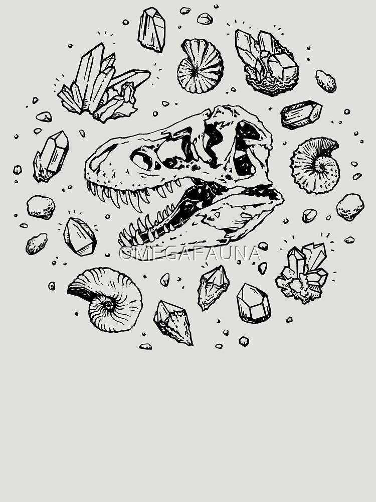 Geo-rex Vortex | Black | Dinosaur Fossil Art by OMEGAFAUNA