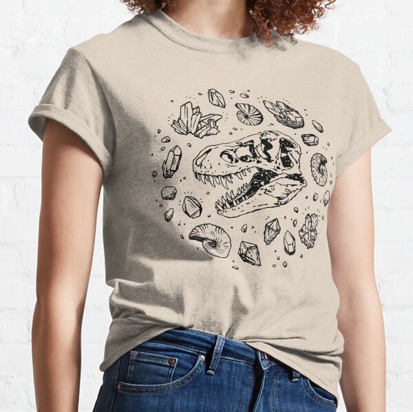 Geo-rex Vortex | Black | Dinosaur Fossil Art Classic T-Shirt
