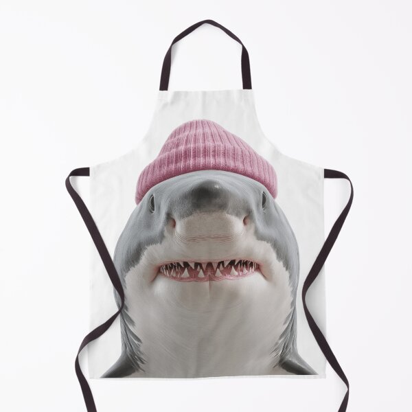 Item preview, Cozy Great white Shark Wearing Pink Winter Hat Trendy Animal Fashion Artwork designed and sold by LazyOwlStore.