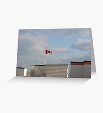 CANADIAN flag flies over UK Goring WW2 billet DDay zone Greeting Card