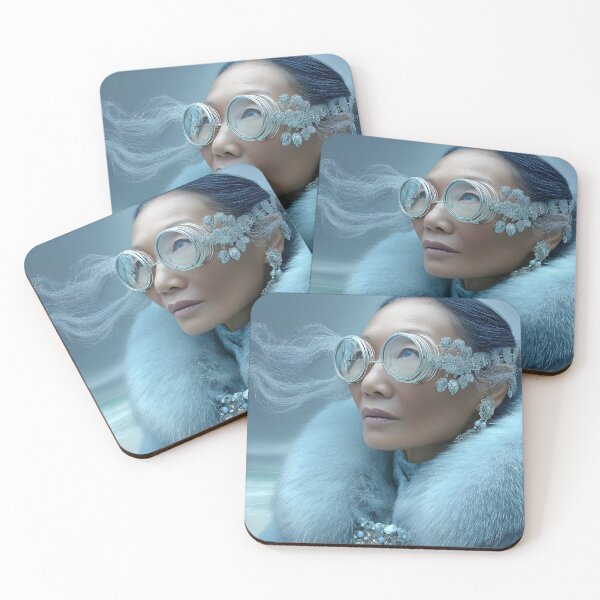 Item preview, Elegant Woman in Frosty Atmosphere with Unique Glasses designed and sold by Artessie.