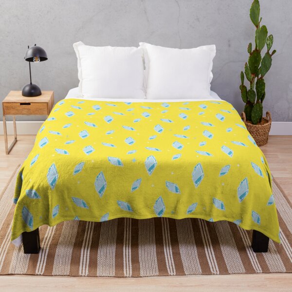 Magic blue crystal on yellow background Throw Blanket
