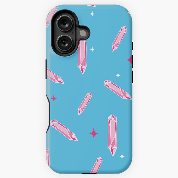 Magic pink crystal on blue background iPhone Tough Case