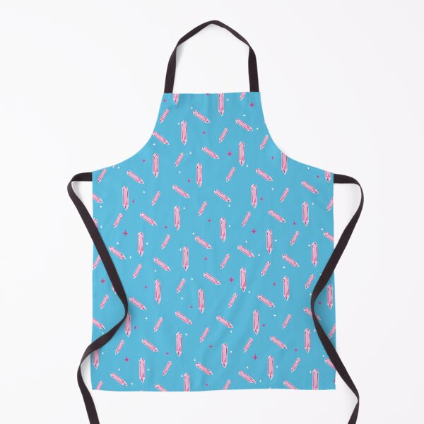 Magic pink crystal on blue background Apron